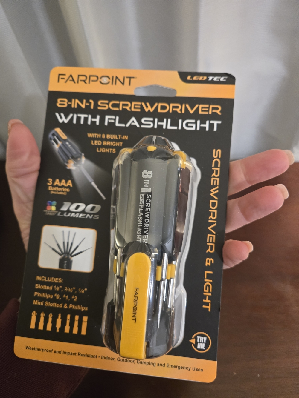 8-in-1 Screwdriver with LED AFlashlight - Yellow & Black